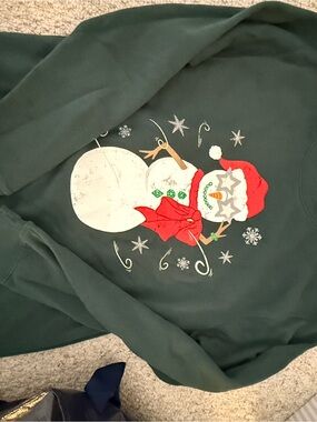 Women's Holiday Snowman Graphic Sweatshirt - Green